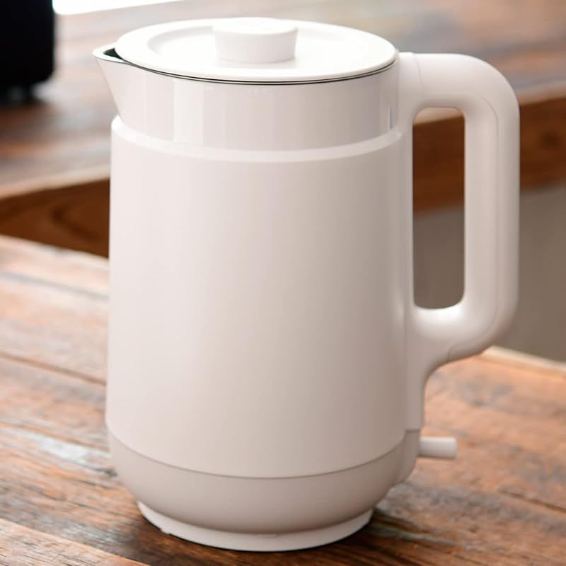 山善 電気ケトル 電気ポット 1.5L 大容量 自動電源OFF 空焚き防止機能 ふた取り外し可 ワンタッチ操作 2重構造 ホワイト YKP-1512 W 0