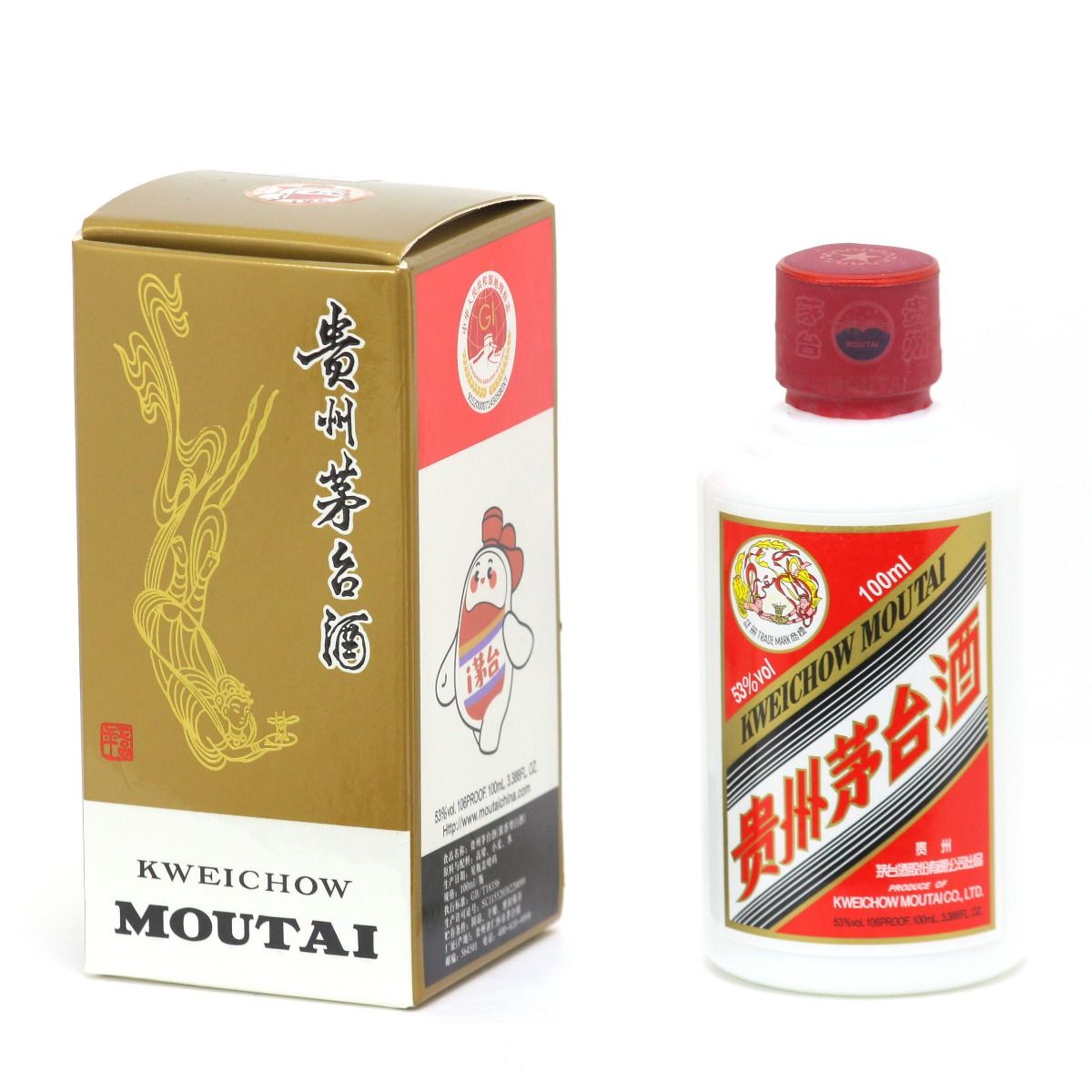 $$ KWEICHOW MOUTAI 貴州茅台酒 マオタイ酒 ミニボトル 天女ラベル 100ml 53度 ギフトBOX付 未開栓