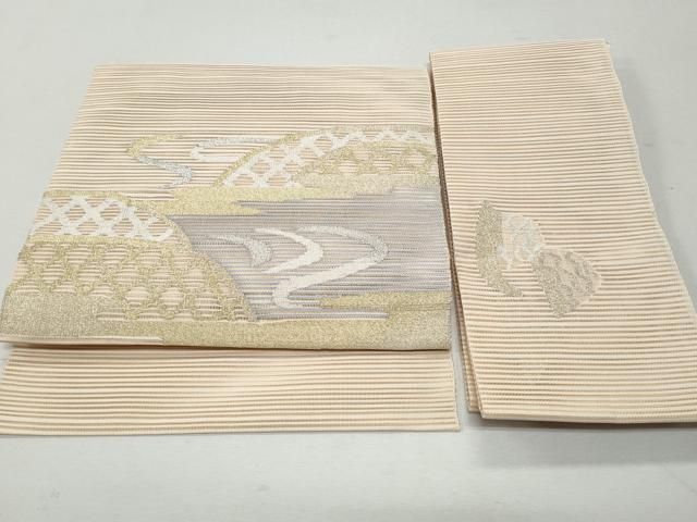 平和屋着物＊夏物 つけ帯 絽綴れ 流水籬文 金銀糸 正絹 CAAW7034fb