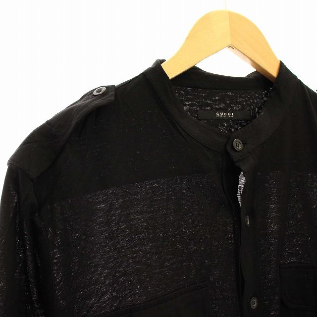 グッチ GUCCI バンドカラーシャツ 108610-25413 長袖 シャツ L 黒 