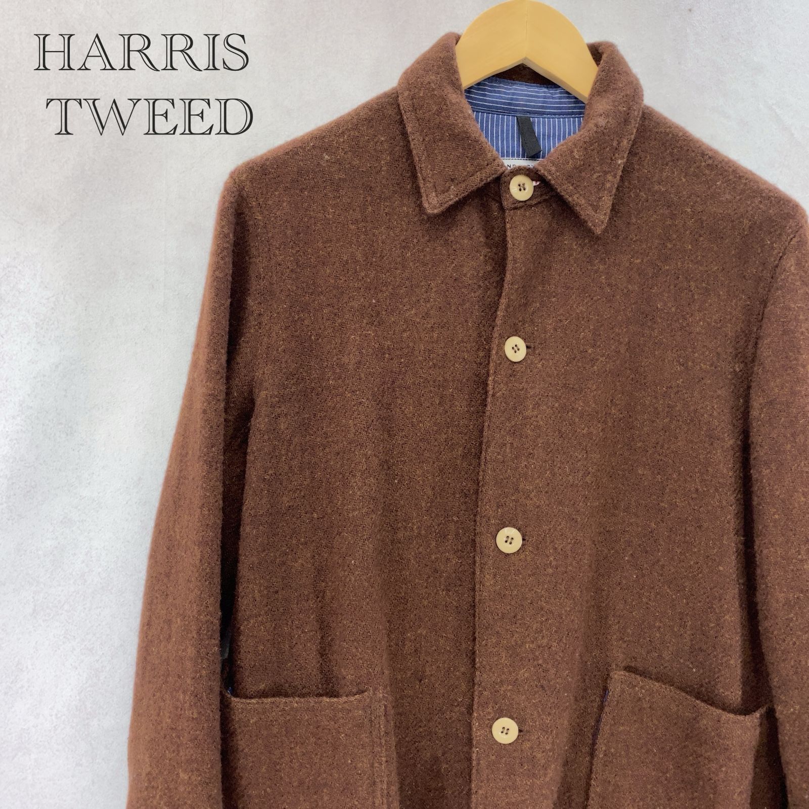 HARRIS TWEED 2B ツイードジャケット M ブラウン ウール - メルカリ