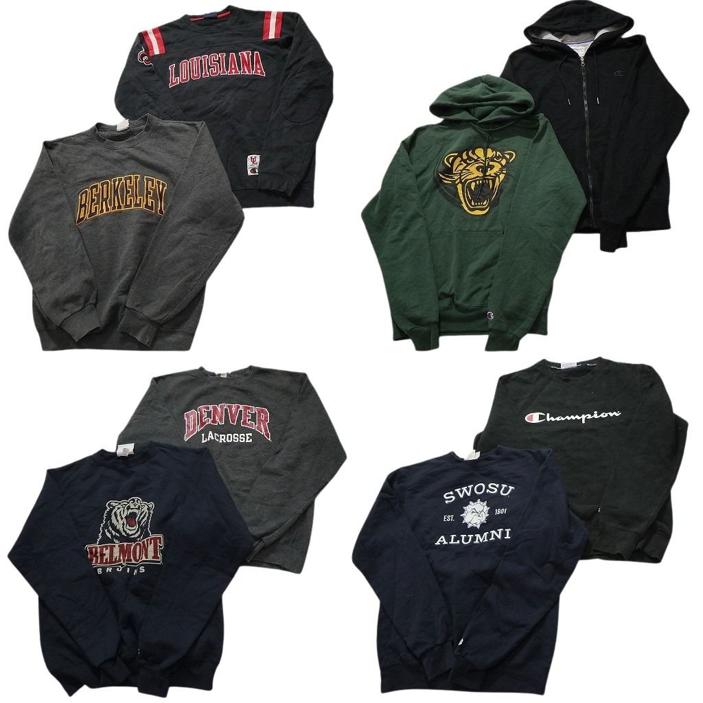 古着卸 まとめ売り チャンピオン Champion スウェット 8枚セット メンズ S アーチロゴ フルジップ カレッジ風 古着 NC3906