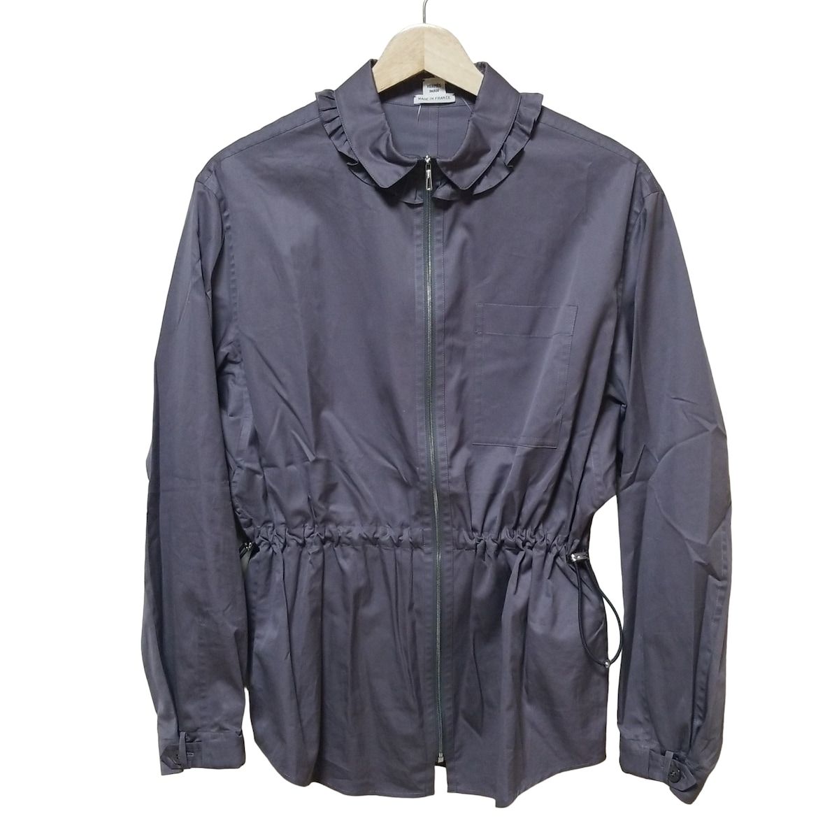 HERMES エルメス 長袖シャツブラウス サイズ34 S レディース - 4H0638DV グレー ジップアップ|フリル|オーバーシャツ