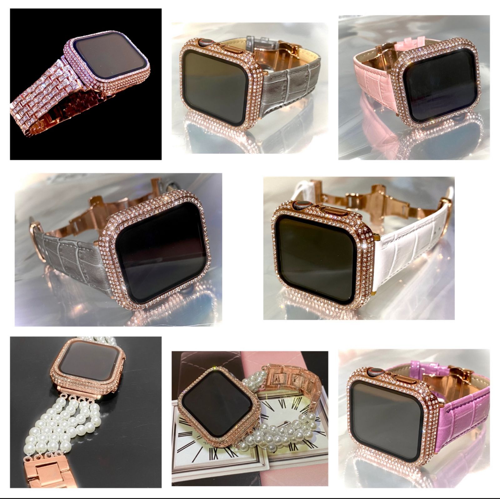 クリスタルクリア⭐︎AppleWatchカバー 保護 高級glass ケース メッキ 