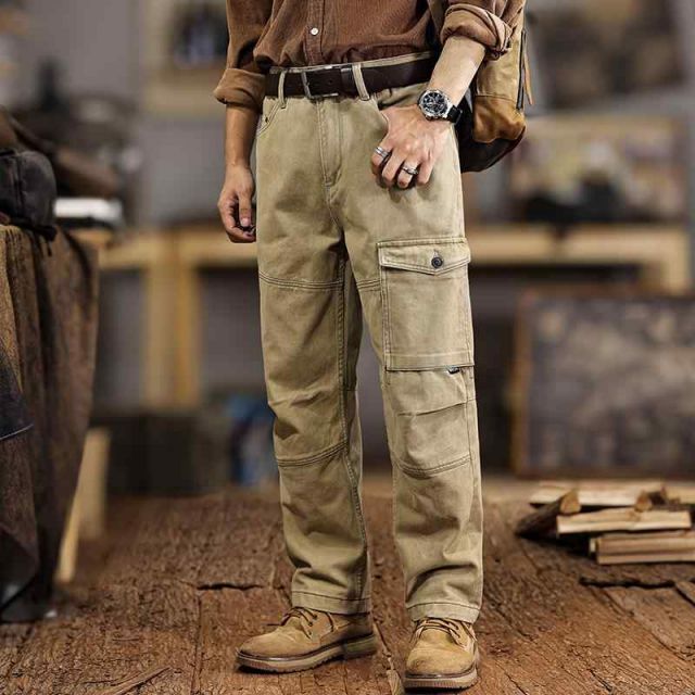 秋冬 コーデ メンズ 服 シンプル ファッション オシャレ 大人 かっこいい 大きいサイズ ストリート 紳士服 ハイエンド 綿 ストレート アメリカン ヘビー アウトドア レトロ ロギング カジュアル パンツ