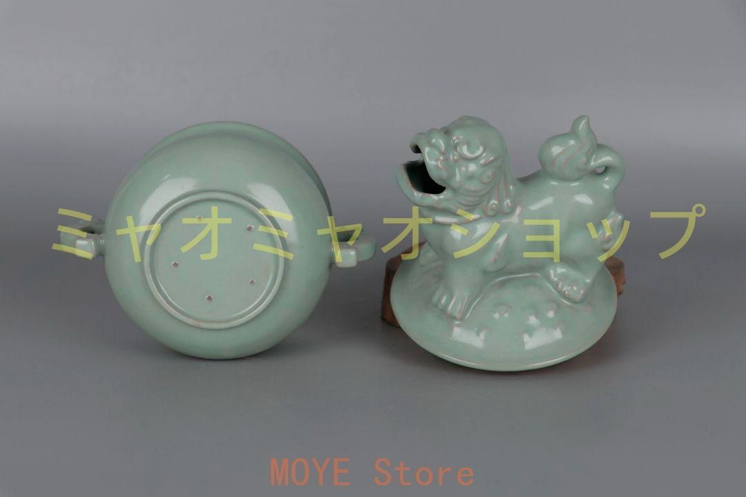 宋汝窯開片釉獅子蓋薫香炉 景徳鎮 陶磁器 装飾品 現代工芸品