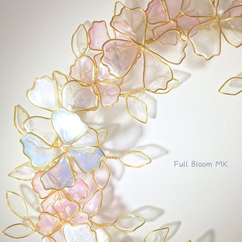 ワイヤーアート ワイヤークラフト 紫陽花×ゴールド リース