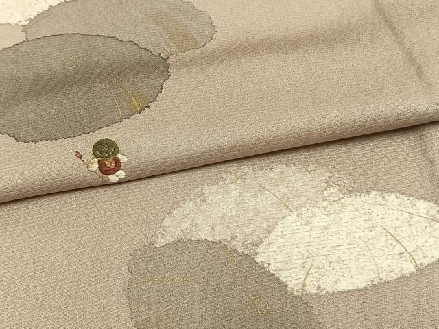 平和屋着物▽訪問着 単衣 駒刺繍 人物文 金糸 金彩 正絹 逸品