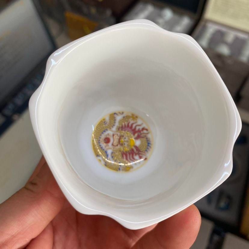 中国茶器 琺瑯彩龍鳳茶杯 カップル杯 主人杯 四方杯 新品未使用