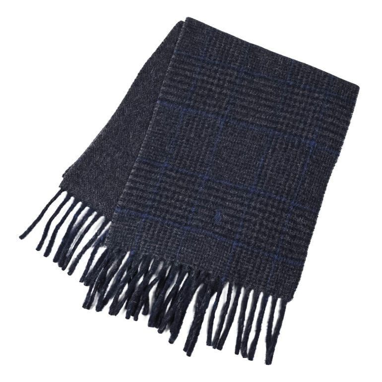 ポロ ラルフローレン POLO RALPH LAUREN マフラー リバーシブル チェック柄 メンズ レディース 男女兼用 ネイビーチェック PC0945 406