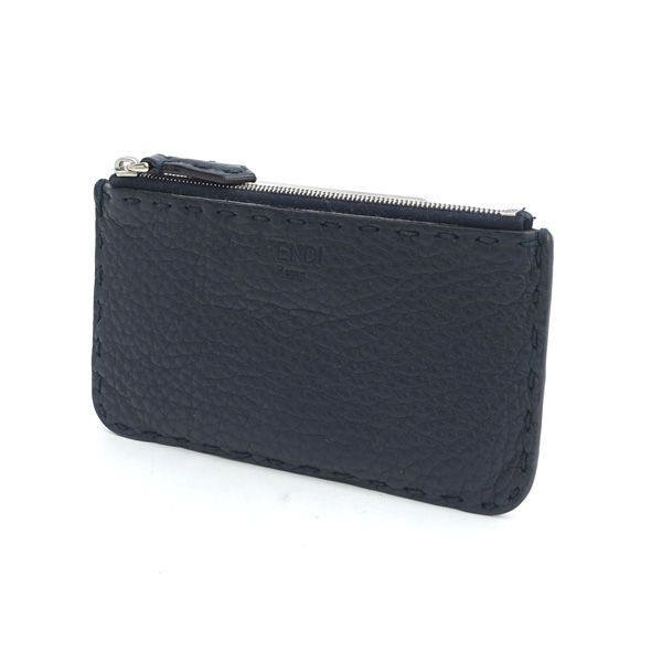 FENDI | フェンディ ◆セレリア コインケース カードケース レザー ネイビー シルバー BM0388 カード|パス|定期|Suica|スイカ|ICOCA|イコカ|保険証 ブランド