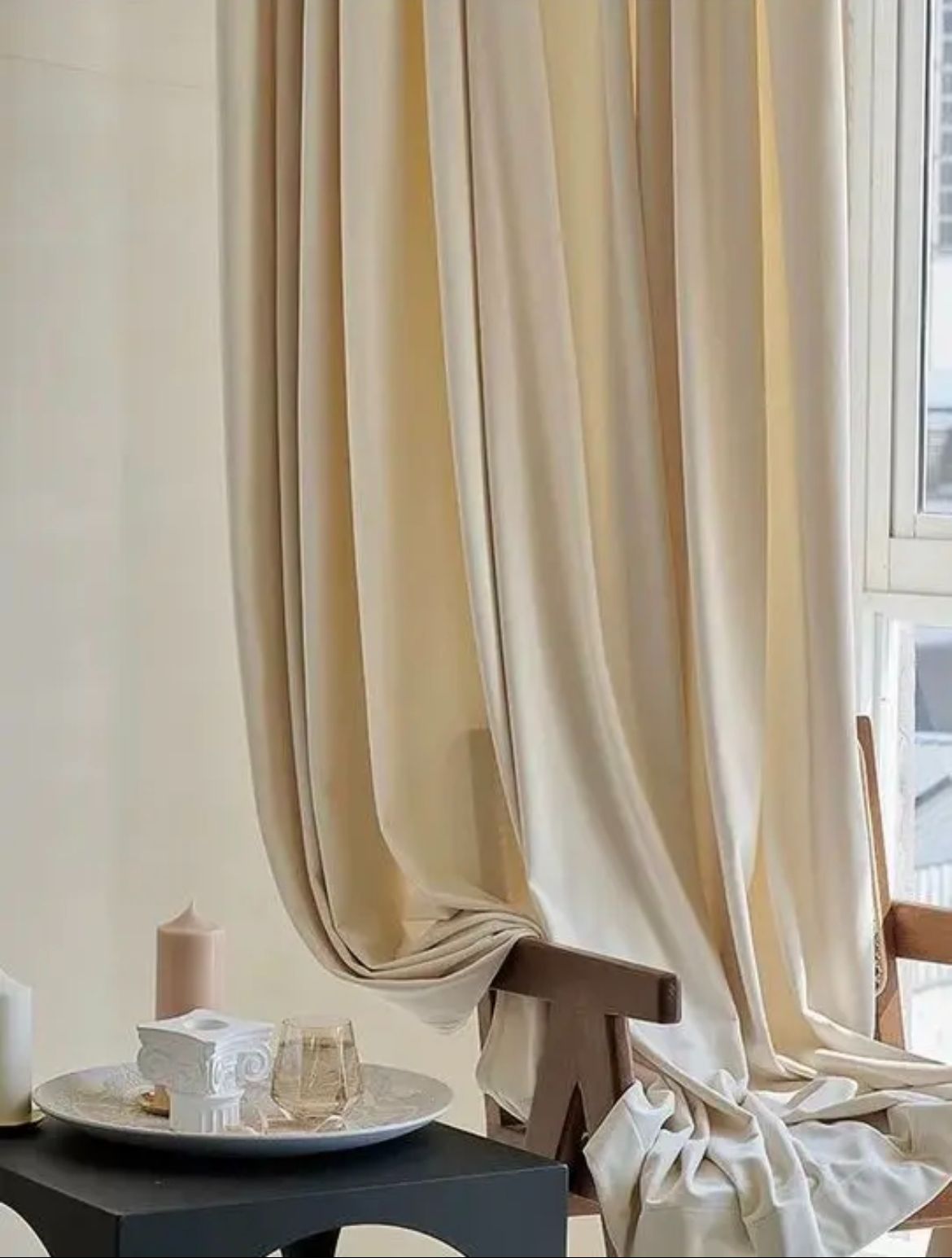 姫系 遮光カーテン 星 ベージュ 2枚セット 高さ2.7 m横1.5m