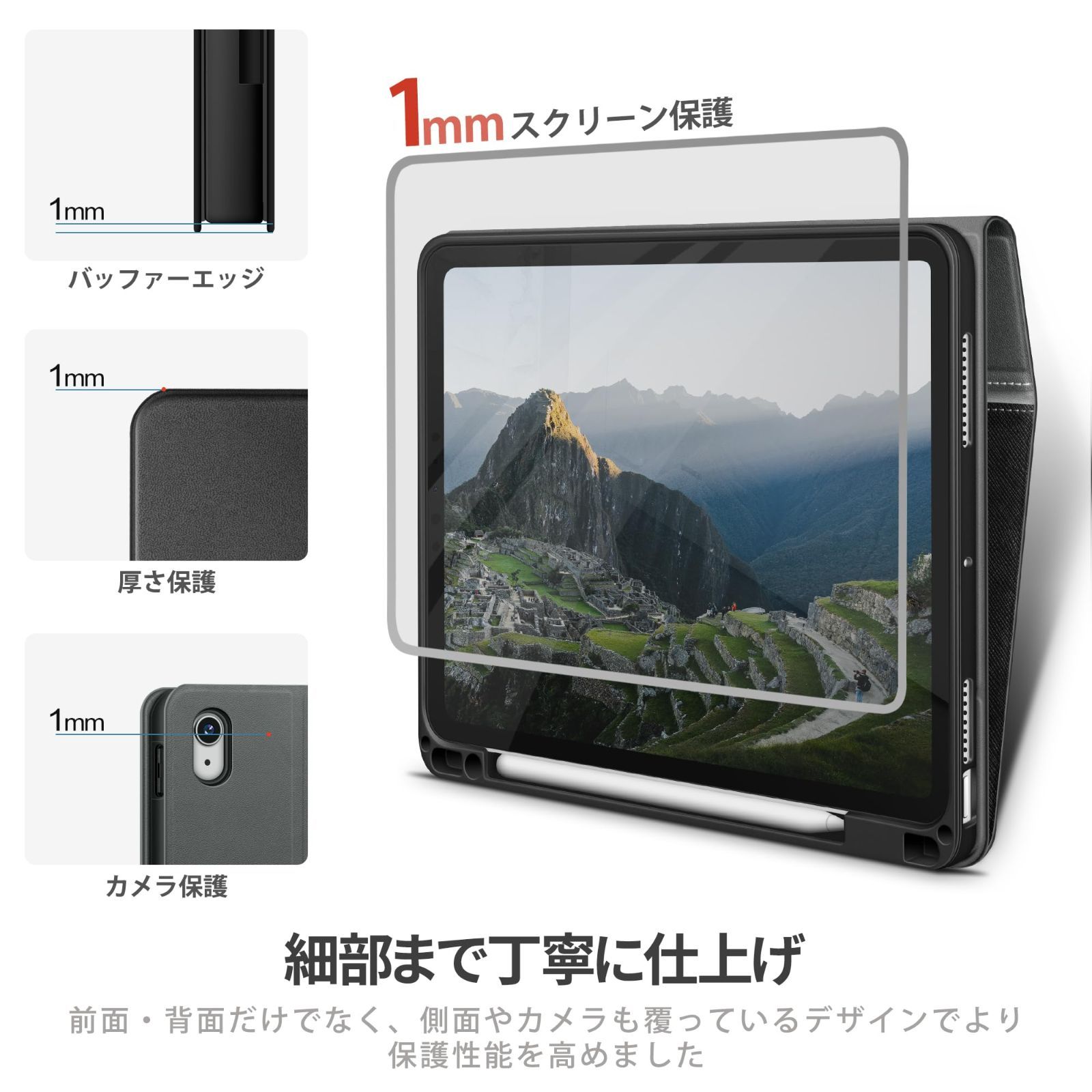 数量 KingBlanc iPad Air 11インチ ケース M 3 2 2025 第5 4世代 2020 10 9インチ 対応 手帳型 ペン収納 オートスリープ Apple Pencil Pro