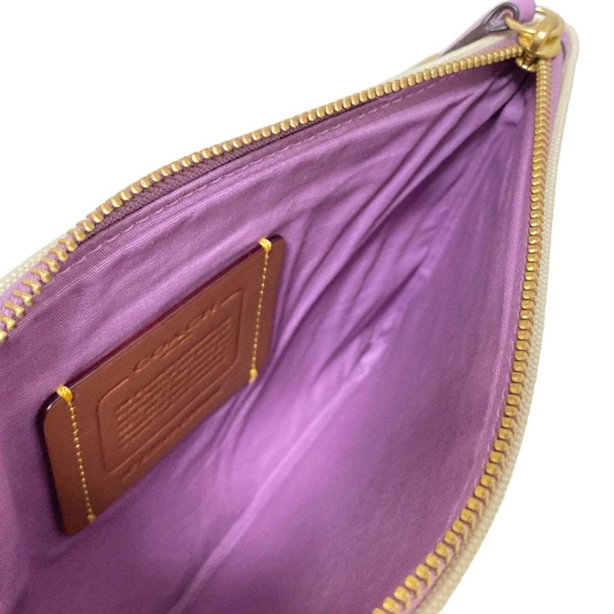 アイボリー×パープル レザー