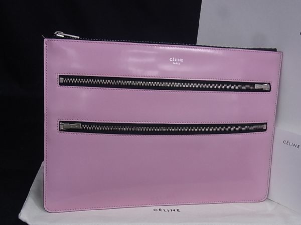 ■極美品■ CELINE セリーヌ レザー クラッチバッグ セカンドバッグ ポーチ 手持ちカバン レディース ピンク系 AH6368NZ