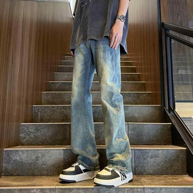 デニム メンズパンツ ジーンズ ストレート ロング ルーズ ポケット レトロ カジュアル 耐摩耗性 伸縮 厚手 黒 オールシーズン 大きいサイズ 外出 デニム メンズ デニムパンツ ジーンズ ジーパン ストレートパンツ