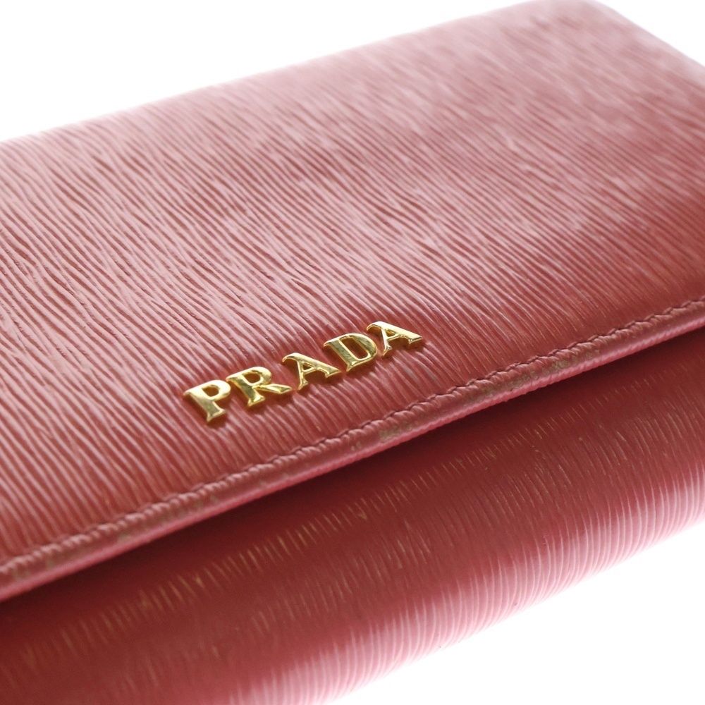 プラダ PRADA ピンク 長財布 PRADA 二つ折り 長財布 レザー ピンク