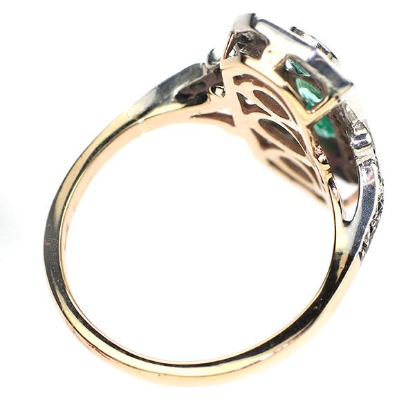 SV/K12YG エメラルド 三面ローズカットダイヤモンド リング アールデコ  