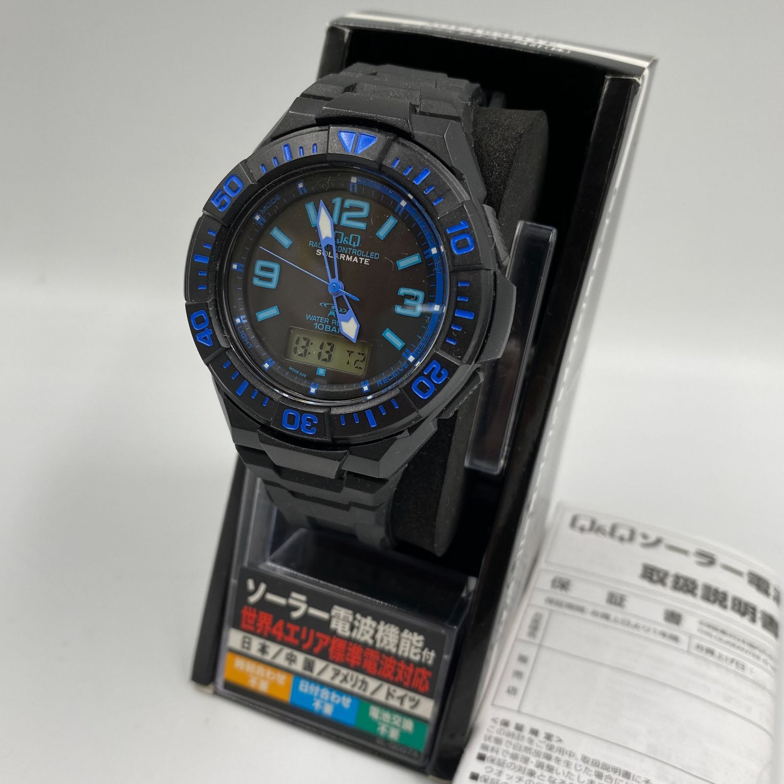CITIZEN Q&Q ソーラー電源電波時計 MD06-335 ブラック - メルカリ