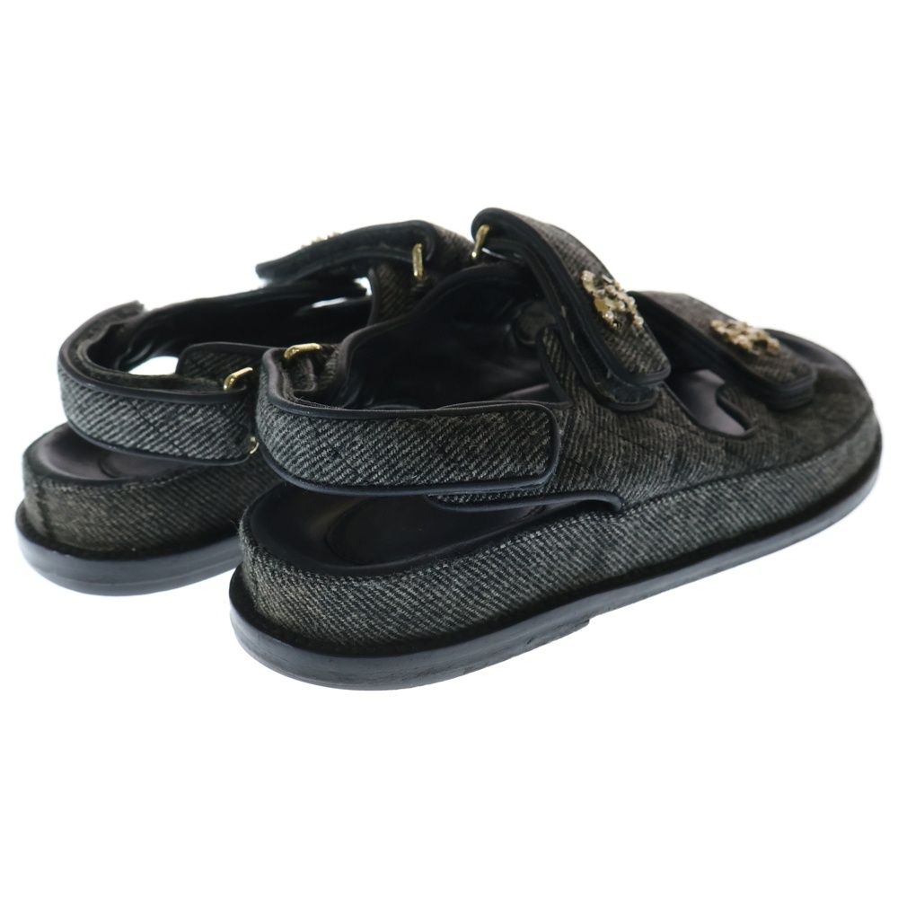  CHANEL シャネル ココマーク デニム スポーツサンダル インディゴ G 35927 サンダル ミュール 靴