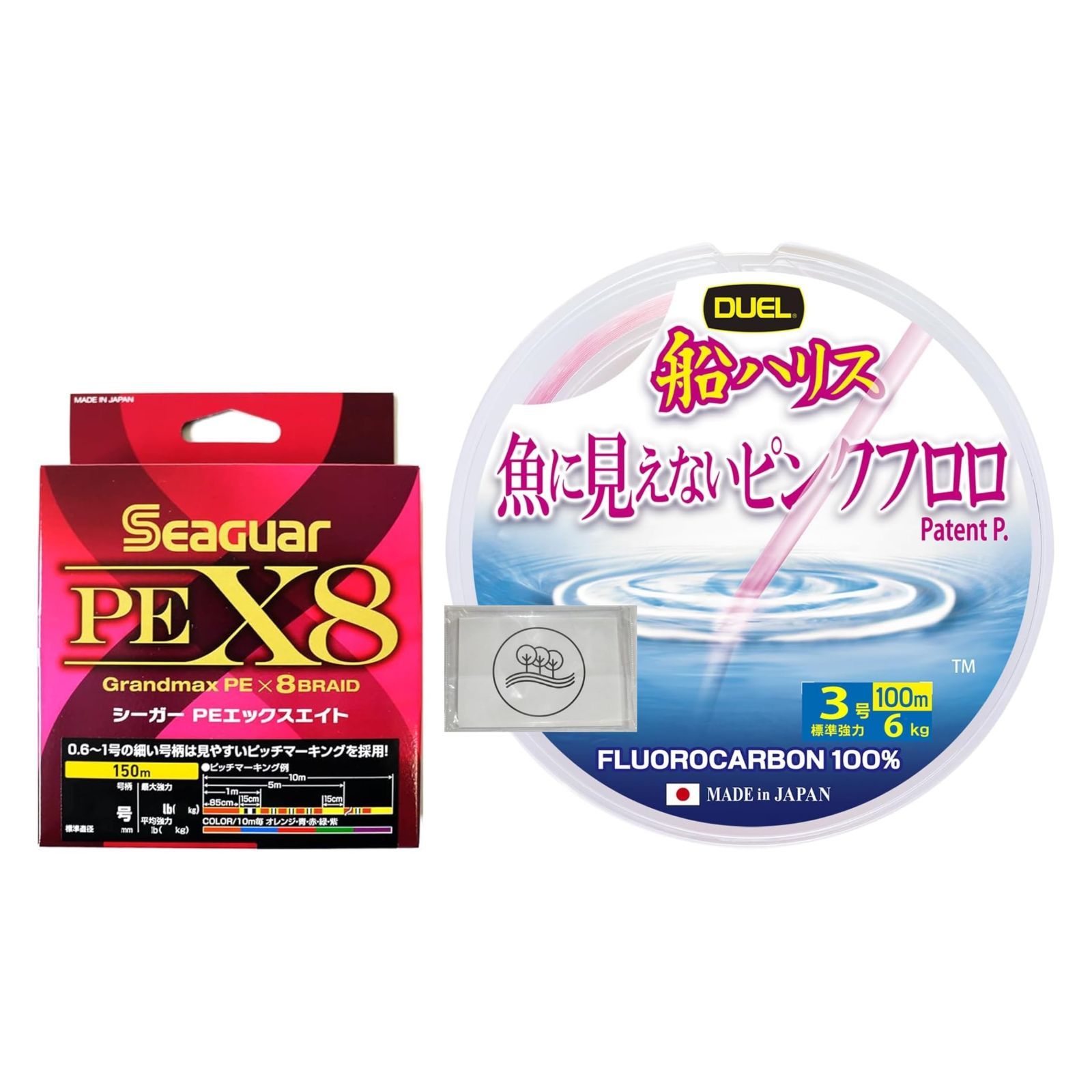 100m 船ハリス 3号 デュエル(DUEL)魚に見えないピンクフロロ オリジナルティッシュ付き