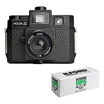 Holga 120GCFN ミディアムフォーマットフィルムカメラ Ilford HP5 Plus 白黒ネガフィルム付き 120ロールフィルム バンドル