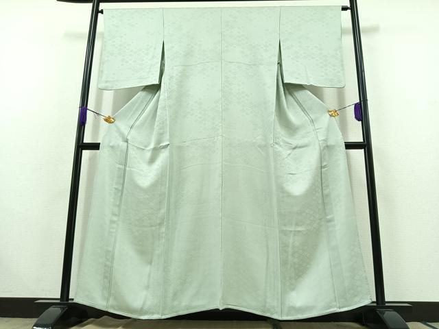 平和屋着物 上質な色無地 単衣 花菱地紋 柳鼠色 正絹 AABC1208jh