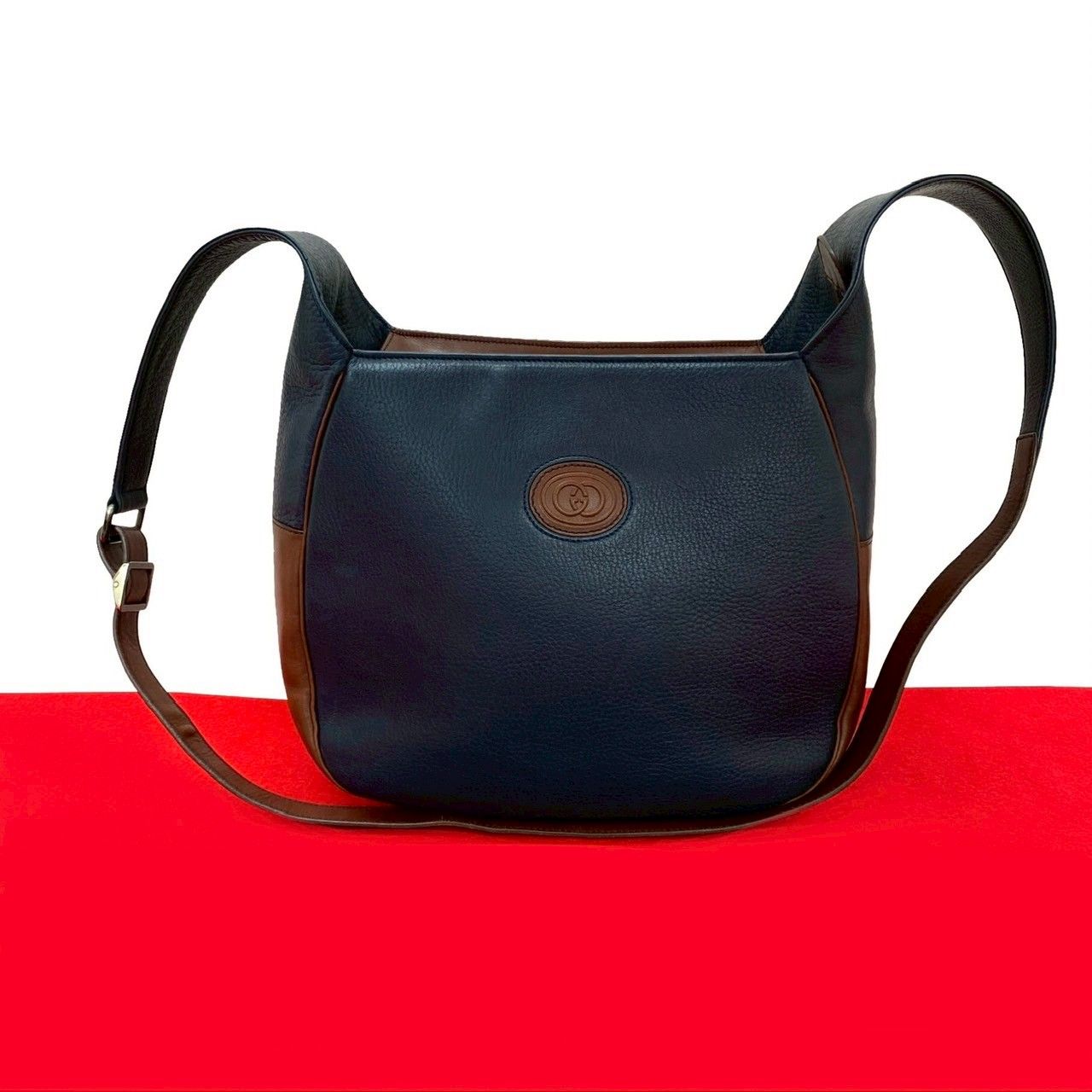 極美品 GUCCI グッチ オールドグッチ ショルダーバッグ ネイビー