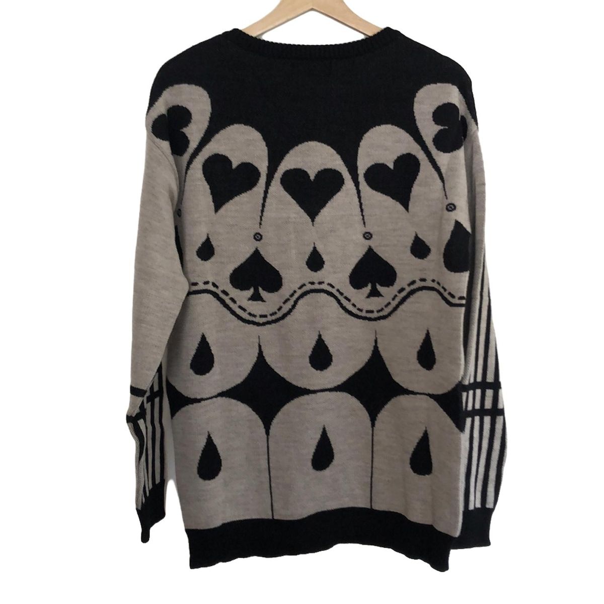 ha za ma ハザマ 長袖セーター レディース - 黒×グレーベージュ ハート