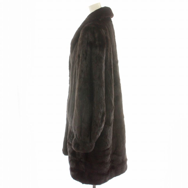 美品 サガミンク ダーク ブラウン ファーコート 美品】SAGA MINK 銀タグ 13号 ブラウンミンク 毛皮 ファーコート