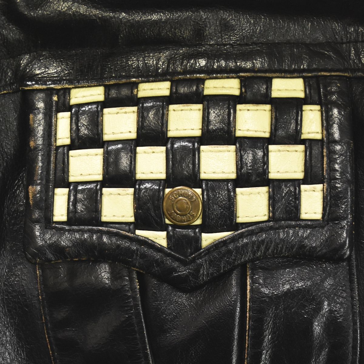 希少デザイン】 ショット Schott エンブレムタグ フードファー レザー