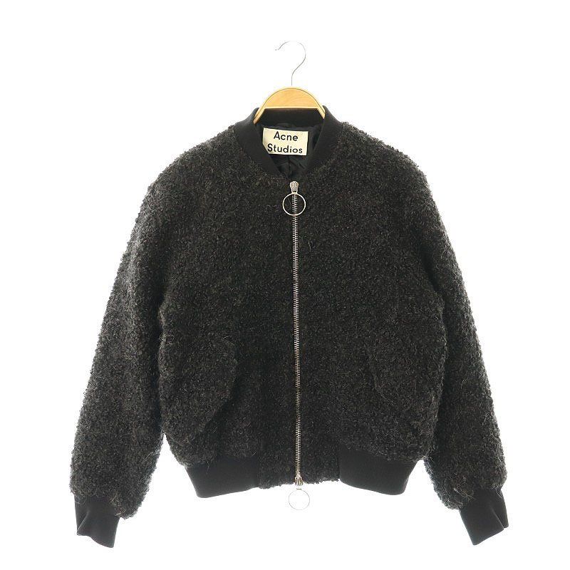 アクネ ストゥディオズ Acne Studios タイソンブークル TYSON BOUCLE ボアジャケット ブルゾン アウター フルジップ ウール  34 XS 黒 ブラック /YQ ■OS