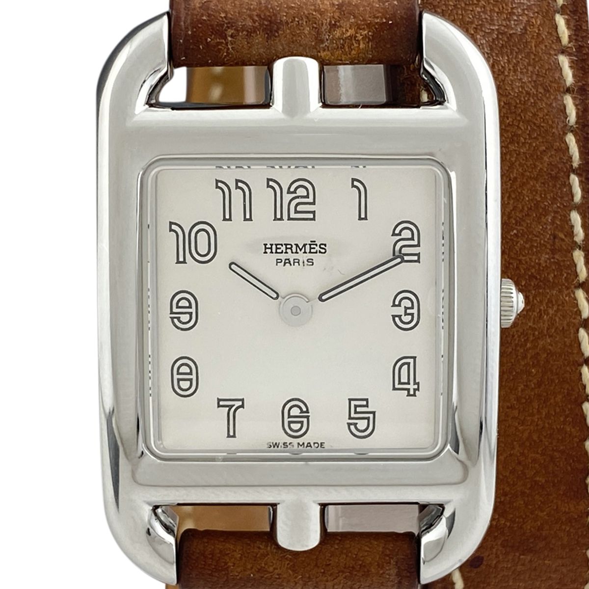 エルメス レディース腕時計 ケープコッド CC1.210 ホワイト SS×革ベルト クォーツ HERMES Th954324