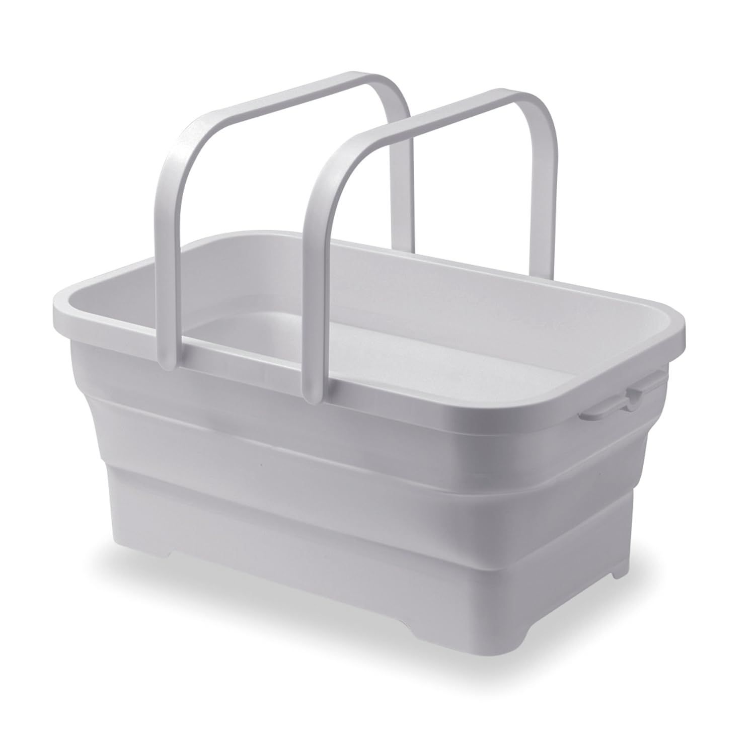 【新着商品】ソフトバスケット ホワイトグレー 約幅46.3×奥行29×高さ19.6cm 約15L 折り畳み式