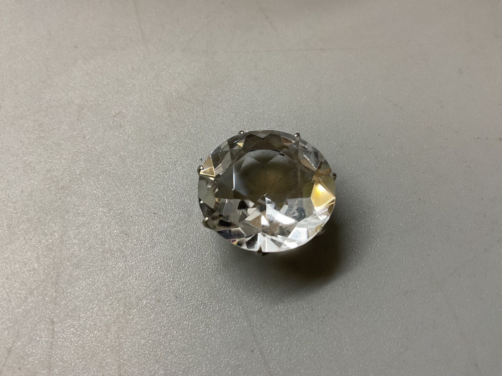 SN639 クリスタル帯留 7爪 水晶 天然石 ダイヤ 3ct 和装小物 着物 帯飾り 帯留 紐9cm巾 アンティーク