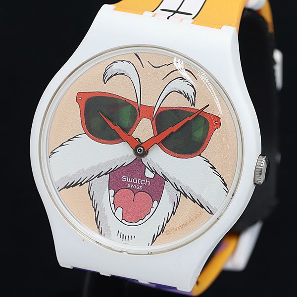 良品 スウォッチ QZ ドラゴンボールコラボ 亀仙人 ラウンド メンズ