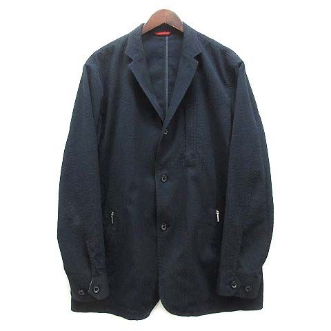 未使用級 Hush Puppies シアサッカー ジャケット ネイビー L ハッシュパピー Hush Puppies シアサッカー ジャケット ネイビー