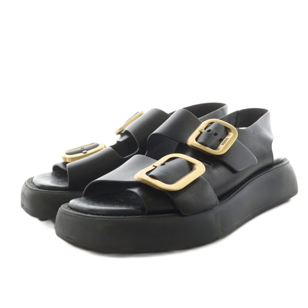 TOD'S ブラックバックストラップサンダル TOD'S】 トッズ ダブル バックル ストラップ サンダル (TOD'S