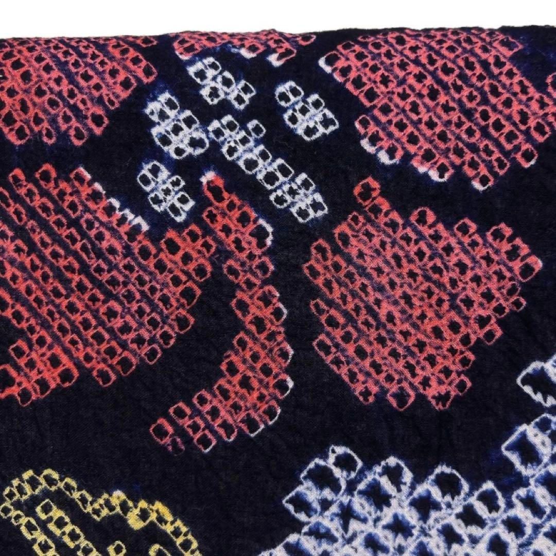 浴衣 有松鳴海絞り 花模様 リーフ 藍色 着物 033a d - メルカリ