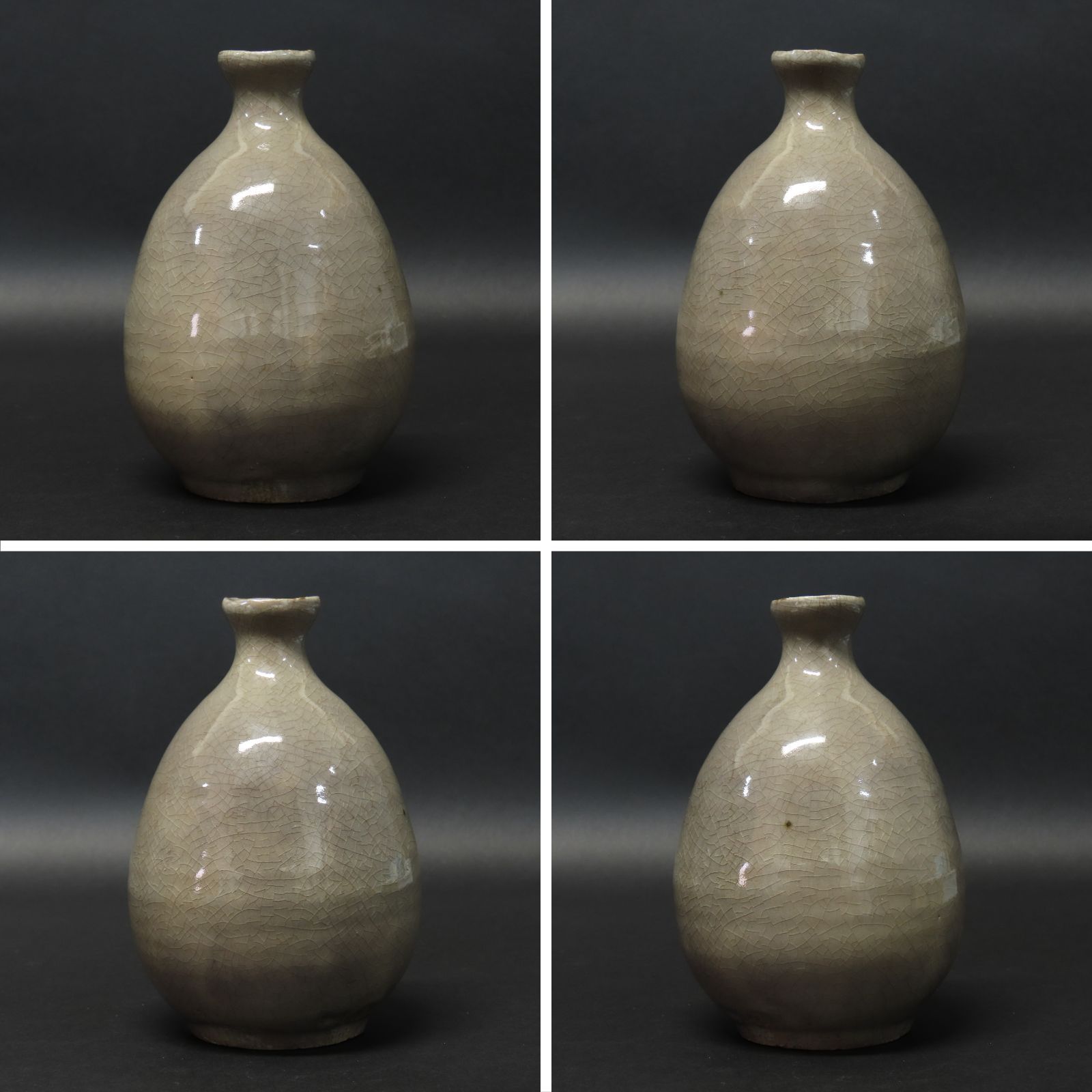 0191 美品 金重素山 鶴山窯 粉引徳利 酒器 真作保証 在銘 共箱