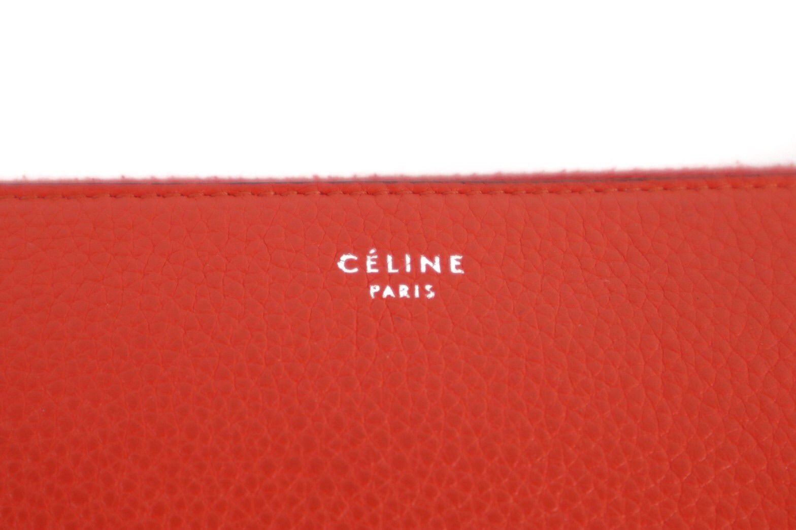 美品 CELINE セリーヌ 長財布 レザー ラウンドファスナー オレンジ
