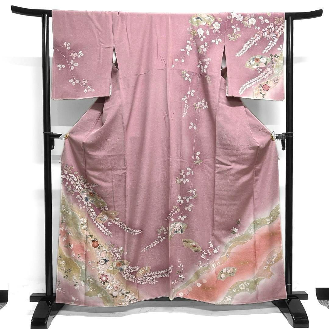 訪問着 友禅染 金彩 銀彩 菊花 松竹梅 桔梗 萩 紋無し 着物 054a d