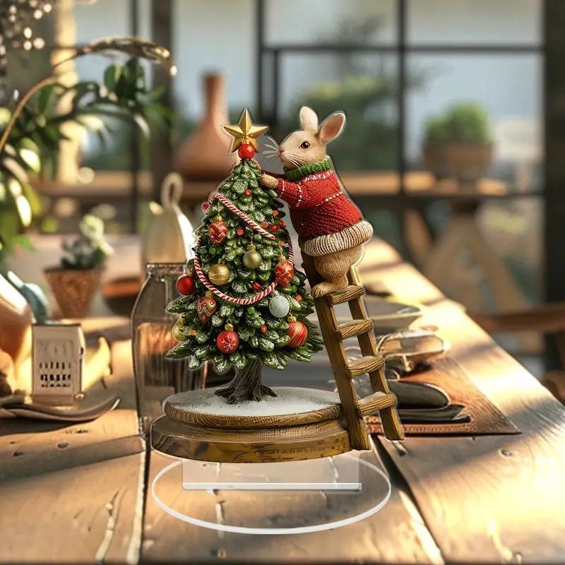 ピーターラビット アクリル クリスマス デスクデコレーション - 18.01cm x 11.99cm