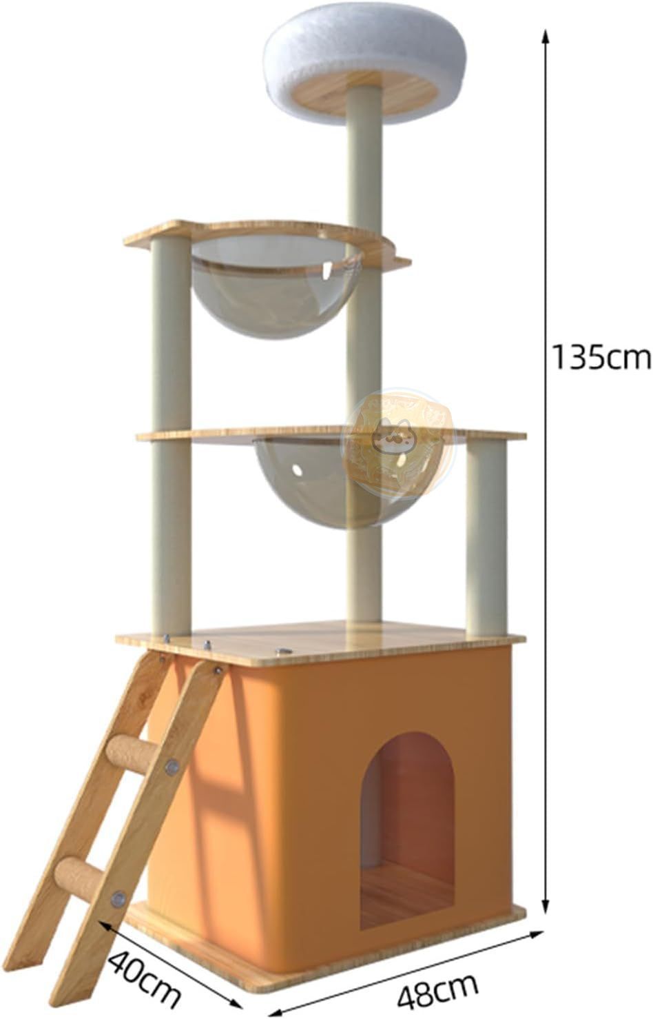 玉城 キャットタワー 猫タワー 登りやすい ねこハウス スリム 高さ135cm 天然麻紐 据え置き型 爪とぎポール 宇宙船 見晴台 多頭飼い 運動不足解消 お手入れ簡単 丸角設計 省スペース 木製 高い安定性ST011 STEELWINDOWSANDDOORS_COM