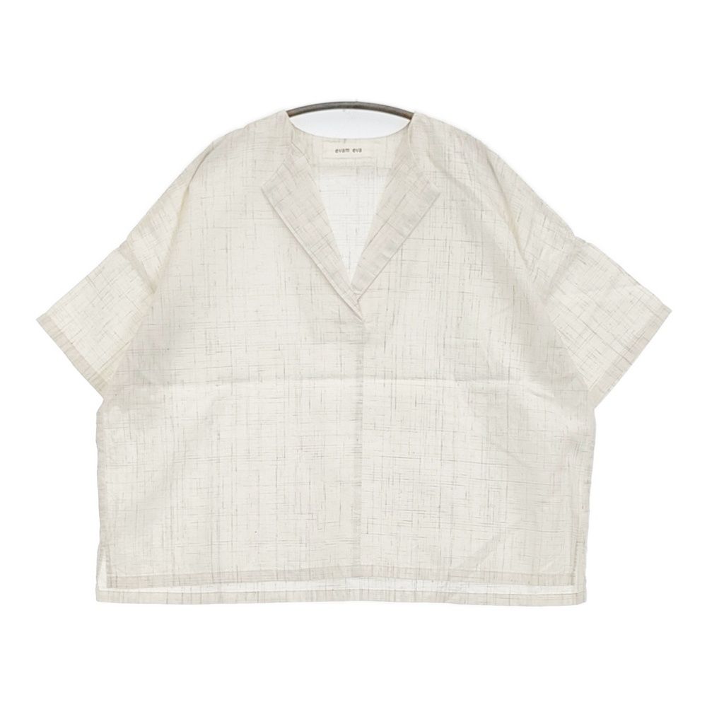 evam eva linen pattern pullover E241T216 定価22000円 ブラウス シャツ 24SS アンティークホワイト レディース エヴァムエヴァ 5-0902S♪