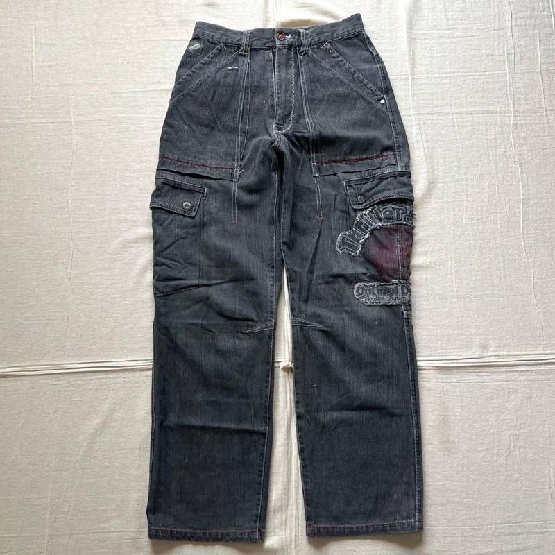リジットデニム ワイドデニムパンツ スタッズ y2k opium Sサイズ denim 