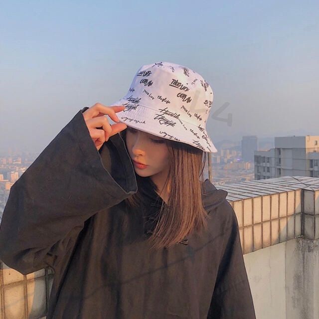 リバーシブル帽子 白 韓国 ホワイト 白色 ストリート バケットハット メルカリShops