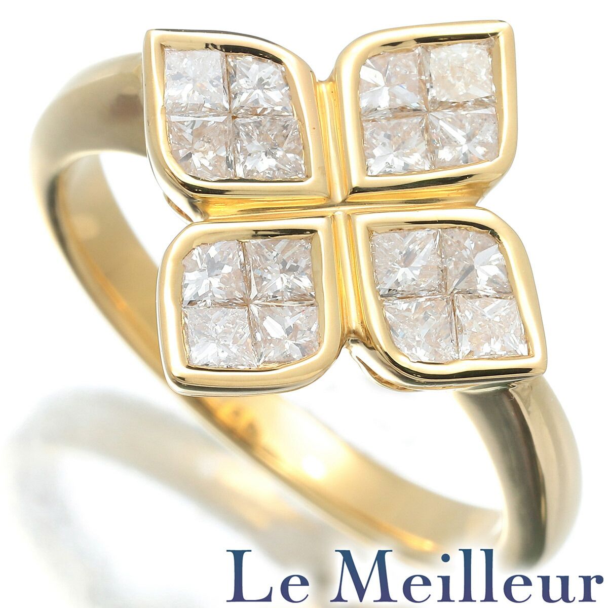 フラワーデザイン　ダイヤリング　13号 フラワーデザインリング ダイヤモンド 0.9ct 18K 13号 新品仕上げ