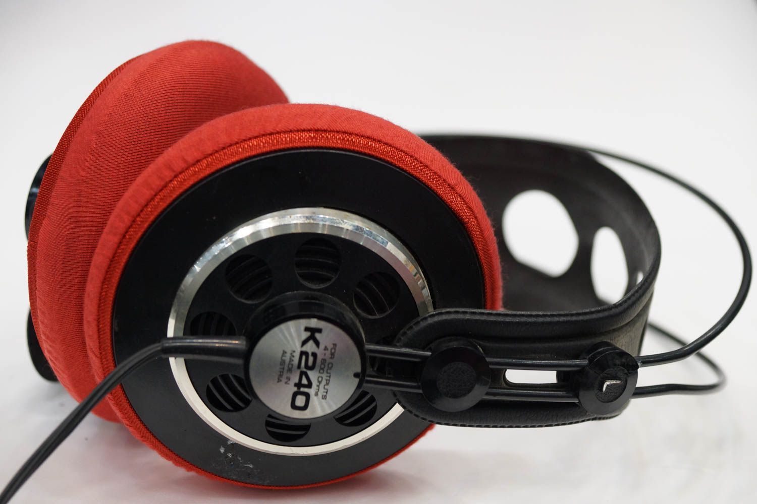 mimimamo super stretch headphone cover for protecting and repairing AKG K240 SEXTETT earpads (size: L, color: red, model number: MHC-002-RD)