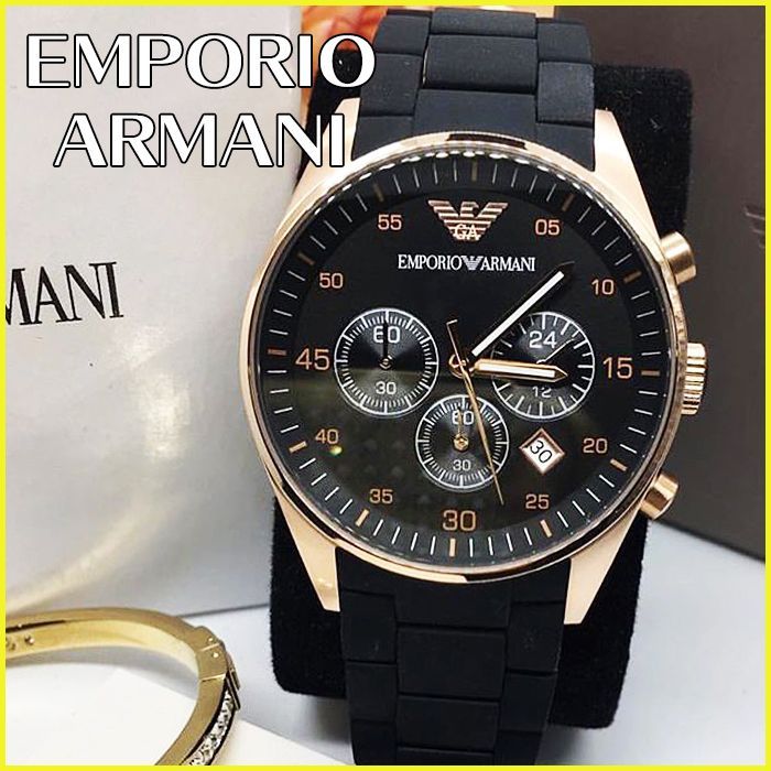 新品未使用】エンポリオアルマーニ メンズ腕時計 ブラック AR5905